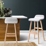 Artiss 2x Bar Stools Wooden Stool White BENT-C-077-WHX2
