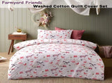 Happy Kids Farmyard Friends Washed Quilt Cover Set Single V442-HIN-QUILTCS-FARMYARDFRIENDS-PINK-SB