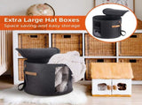 Hat box - storage boxes - Hat storage box - round - dark gray - 50 x 43 cm - felt - foldable - with V1188-NK-BOL-495