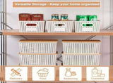 CARLA HOME Storage Bins with Bamboo Lids - 6 Pack - White - Plastic - Storage Bins 6 Pcs V178-36500