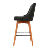 Artiss 2x Bar Stools Swivel Seat Wooden Charcoal BA-TW-8125-CHX2