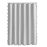 Waterproof Shower Curtain Thick Boho Wavy Edge With Rustproof Hooks - Silver V1263-JX-8071-2
