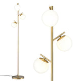 Artiss 3-Light Tree Floor Lamp 165cm Tall Standing Light with Sphere Glass Shades for Modern Homes LAMP-FLOOR-3-GL-GD