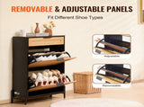 Rattan Shoe Cabinet, Narrow Shoe Storage Organizer with 2 Flip Rattan Drawers & 1 Slide Drawer, V952-FCTBXJ2C1XC2W8YCYV0