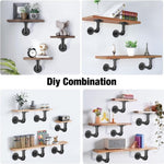 4PCS Pipe Floating Shelf Bracket Industrial Pipe Shelf Bracket Mounting Bracket Storage Racks Decor V324-4PCWBRACKET-BK