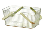 Bath Organizer Basket Stylish Clear Stripe Large Capacity Shower Storage Organizer with Handle for V1294-YM0703-3117230123812