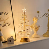 Warm Light Iron Art Crystal Christmas Tree Lamp, Battery Powered, Perfect for a Cozy Holiday V1232-ZSD-001
