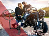 Wall Mounted Helmet Rack with Hook for Motorcycle and Bicycle, Black V1237-MS-912-081