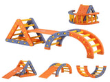 Keezi Kids Climbing Frame Set With Slide Indoor Outdoor Toddler Toys Pikler Triangle Climber With KCS-SLIDE-2IN1-OG