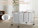3 Pcs Laundry Sorter Cart Replacement Bags, Heavy Duty Oxford Hamper Liners for 3 Section Carts, V1188-MS-721-237