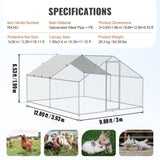 VEVOR Large Metal Chicken Coop, 3x3.93x1.99 m Walk-in Chicken Runs for Yard with Cover, Spire Roof V952-BRSJP4X3X2MJBQGL6V0