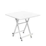 SOGA White Dining Table Portable Square Surface Space Saving Folding Desk with Lacquered Legs Home TABLESQ731