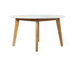Levede Dining Table Round Rubberwood Base 100cm White 100 CM CH1127-100-WH