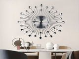 Silver Black Silver Wall Clock Sunburst Wall Clock Home Decor Clock Modern Wall Clock V1347-115-BLA-95045