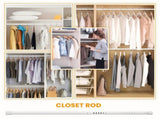 18-87" Oval Closet for Hanging Clothes Adjustable Closets Heavy Duty Black Poles Bar Closet V1107-127-92679-WHT5