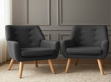 Artiss 2X Armchair Lounge Chair Accent Tub Chair Charcoal ANNE UPHO-B-ARM04-CHAX2