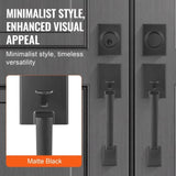 Double Door Handle Set, Matte Black Square Door Lever, Heavy Duty Double Front Door Handle Set with V952-SMSBYGHDSFXLKVAWEV0