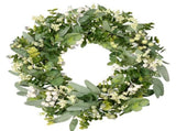 Green Artificial Eucalyptus Wreath Spring Summer Wreath with White Berries for Front Door Wall V1294-YM0901-3115240090511