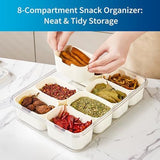 8-Compartment Sealed Snack Organizer with Handle for Fridge, Picnic & Kitchen Storage BPA-Free V1107-CS-CFTLSNH