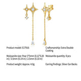 Elegant Four-Pointed Star Moissanite Tassel Earrings with Fine Gold-Plated Finish and Sparkling Drop V1341-ZY-L6FDJVYJ-MOISSANITE-PREMIUMS925