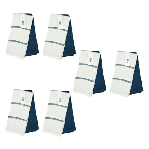 Set of 12 Rosa Navy Cotton Rich Terry Tea Towels V442-IDC-TEAT-ROSASETOF12-NAVY-RE