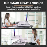 FORTIA Desk Riser 90cm Wide Adjustable Sit to Stand, for Dual Monitor, Keyboard, Laptop, White V219-ADKRISFO96WB