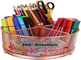17x17x13cm Rose Gold Metal Mesh Desk Organizer Office Supplies Storage V1258-DP02-BOL-594
