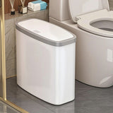 Bathroom Trash Can, Slim Garbage Bin with Press Top Lid, Bathroom Garbage Can Bin Under Desk/Sink V1366-AZ2-W-12652