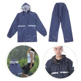 Navy Reflective Motorcycle Rain Gear Set with Split Raincoat and Pants for Riding V1366-AZ2-W-17382