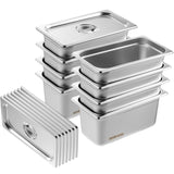 8 Pack Hotel Pans, 1/3 Size Anti-Jam Steam Pan with Lid, 0.8mm Thick Stainless Steel Steam Table V952-13FCCPBXG8JTBFFA9V0