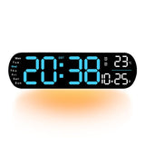 13.7" Large LED Digital Wall Clock - Auto Dimming, Temperature Display, Ideal for Bedroom & V1232-SXJSJ001