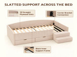 Artiss Single Upholstered Daybed with Side Stairs & Storage Drawers, Beige XFSI-DBRK642S-AB