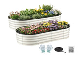 Green Fingers Raised Garden Bed 2 Pack Galvanised Planter Box Rust Resistant 120x60x30cm White GB-OVAL-1206030-WHX2