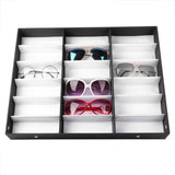 18 Grids PU Leather Eyeglass Glass Display Storage Cases Folding Cover Sunglasses Box Organizer V1294-YM0717-10031478