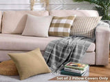 Light Blue Farmhouse Buffalo Plaid Pillow Covers 18x18 Set of 2 Patio Outdoor Decor Neutral V1189-WXFWAL-20260319-01578