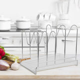 Three Grid Cutting Board Organizer Stand in Stainless Steel for Kitchen V1369-AZ3-W-18618