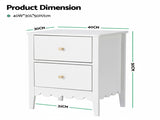 Artiss Bedside Table 2 Drawers Bedroom Storage Nightstand White FURNI-G-BS-01-WH