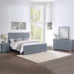 4 Pieces Bedroom Suite in Solid Wood & MDF King Size Grey Colour Bed, Bedside Table & Dresser V43-BDS-SPNC-4PC-DRS-K