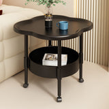 2 Tiers Freestanding Side Table, Mini Beside Table with Open Storage Shelf, Modern Plastic End Table V1369-AZ3-W-10052