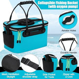 8 Gallon Foldable Fishing Bucket Portable Aerator EVA Live Bait Bucket Quiet Air Pump - Orange V1107-133-98516-ORG-8GALLON