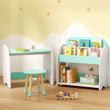 Keezi Kids Bookshelf 2 In 1 Table Chair Set Bookcase Toys Shelves Children Organiser FURNI-B-KTC-3SET-GN