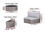 Gardeon 8 Seater Outdoor Sofa Set 11PCS Table Chair Set Garden Rattan Furniture ODF-SOFA-11PC-RTA-GE