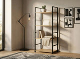 CARLA HOME 4 Tier Bookshelf - Wood Metal Display Shelf - Brown - Rustic - Steel - Living Room Office V178-36411