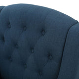 Canberra Linen Fabric Tufted Armchair in Dark Blue V1041-JSF-5007DARKBLUE