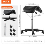 VEVOR Saddle Stool with Wheels, 400 LBS Weight Capacity Ergonomic Rolling Saddle Stool, Height V952-MADHSNLMADWKR2KEMV0