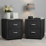 Artiss 2X Bedside Table 2 Drawers Fabric - CADEN Charcoal BFRAME-E-BSIDE-CHARX2