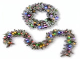 Christabelle Snowy Crown Pine Christmas 2pc Set 6cm Christmas Wreath and Garland with LED Light CMB-SENCR-WG