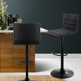 Artiss 2x Bar Stools Gas Lift Linen Fabric Black BA-TW-V17-1168-BKX2