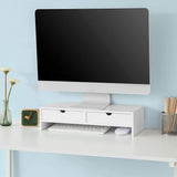 White Monitor Stand Desk Organizer with 2 Drawers V178-84492