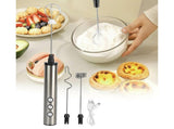 Stainless Steel Milk Frother, USB Charging, Handheld Electric Egg Beater for Home Kitchen V1263-JX-2936